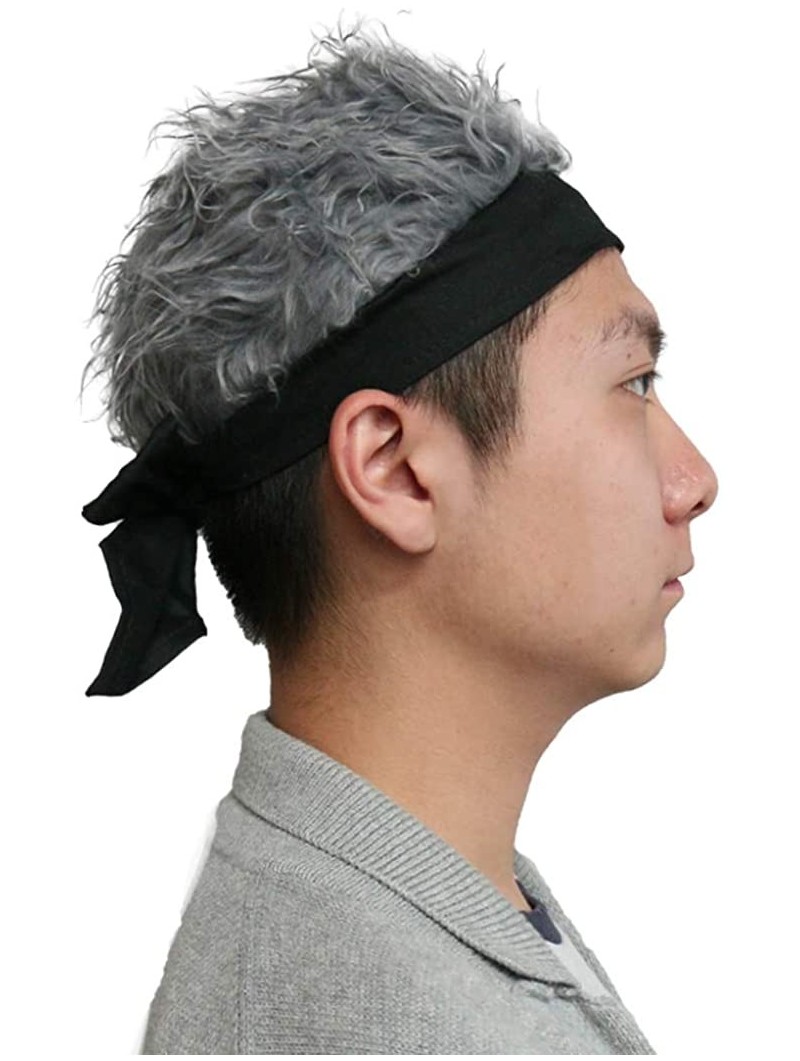 Visors Flair Hair Visor Sun Cap Wig Peaked Novelty Baseball Hat with Spiked Hair - 9.tie Grey - CH18ZYLOSD4 $13.07