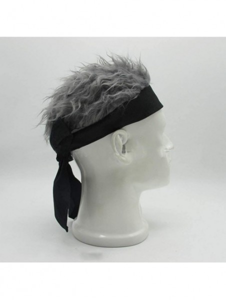 Visors Flair Hair Visor Sun Cap Wig Peaked Novelty Baseball Hat with Spiked Hair - 9.tie Grey - CH18ZYLOSD4 $13.07