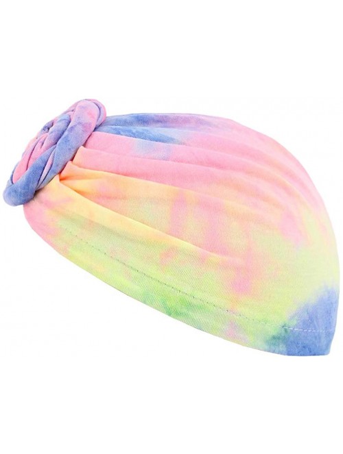 Skullies & Beanies Women Tie-Dye Headband Hat Cotton Softening Chemotherapy Cap Sleeping Cap Hair Loss Headwrap - Purple & Bl...