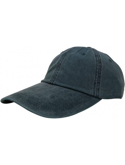 Baseball Caps Sunbuster Extra Long Bill 100% Washed Cotton Cap with Leather Adjustable Strap - Navy - CX12L01O4W9 $22.81