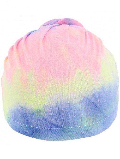 Skullies & Beanies Women Tie-Dye Headband Hat Cotton Softening Chemotherapy Cap Sleeping Cap Hair Loss Headwrap - Purple & Bl...