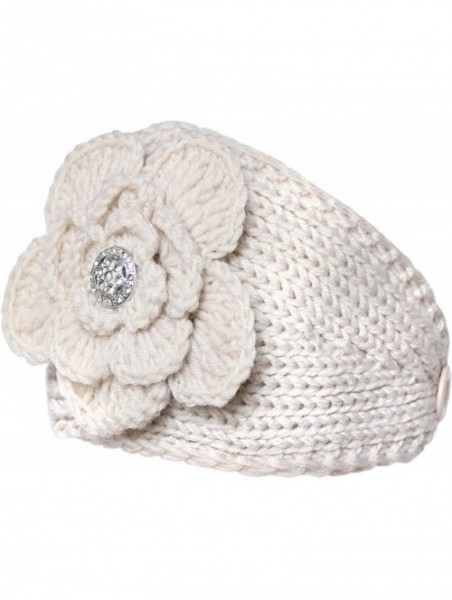 Cold Weather Headbands Knit Winter Headband Ear Warmer with Sparkles - Rhinestone Ivory - CN11VTDEUUP $13.25