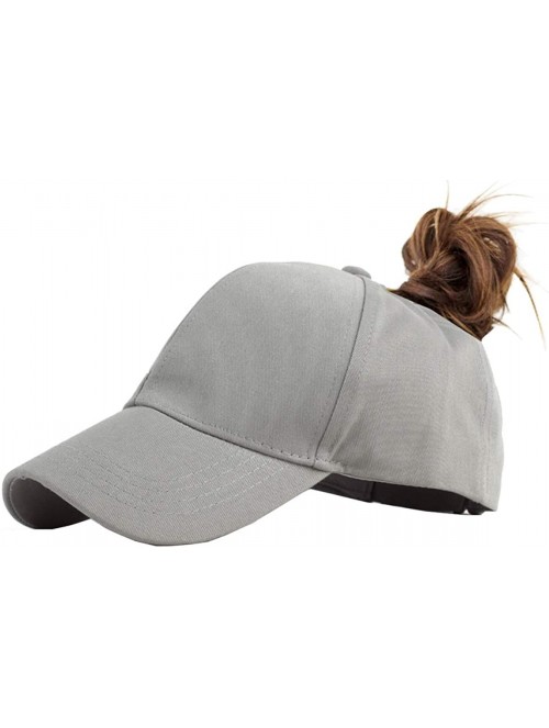 Baseball Caps Cotton Ponytail Hats Baseball for Women Adjustable Solid Color - Grey - CH18GO3RI3R $9.32