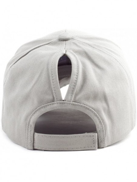 Baseball Caps Cotton Ponytail Hats Baseball for Women Adjustable Solid Color - Grey - CH18GO3RI3R $9.32