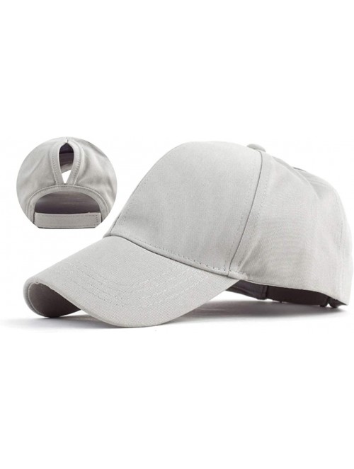 Baseball Caps Cotton Ponytail Hats Baseball for Women Adjustable Solid Color - Grey - CH18GO3RI3R $9.32