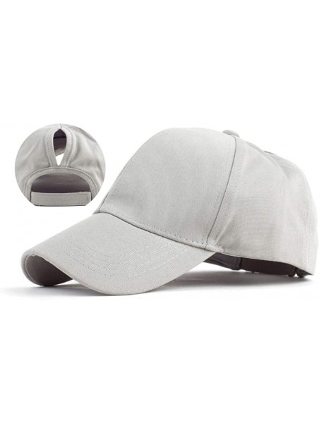 Baseball Caps Cotton Ponytail Hats Baseball for Women Adjustable Solid Color - Grey - CH18GO3RI3R $9.32