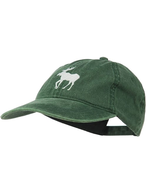 Baseball Caps American Moose Embroidered Washed Cap - Dk Green - CS11QLM62WN $22.40