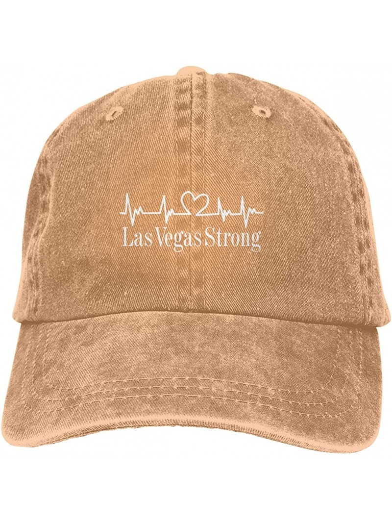 Baseball Caps Vegas Strong Heartbeat Adjustable Baseball Caps Denim Hats Cowboy Sport Outdoor - Natural - CI18R6Z74OM $20.85