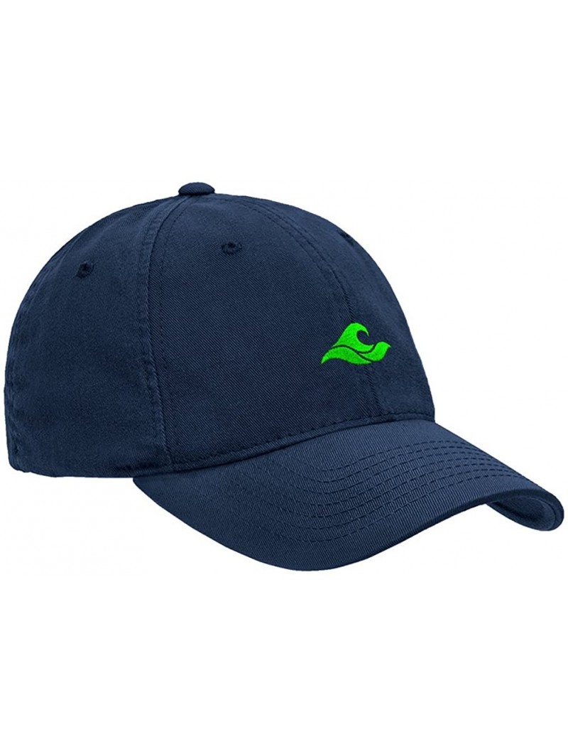 Baseball Caps Soft & Cozy Relaxed Strapback Adjustable Baseball Caps - Navy With Green Embroidered Logo - CZ18EXEDXGU $17.12