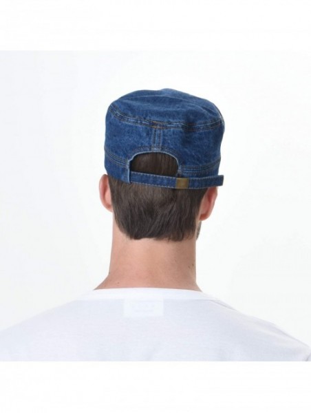 Baseball Caps Army Denim Cadet Cap Cotton Jean Stitch Washed Hat KR4969 - Blue - CI18CADR4XC $26.05