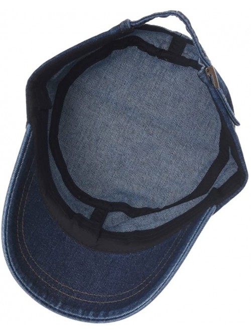 Baseball Caps Army Denim Cadet Cap Cotton Jean Stitch Washed Hat KR4969 - Blue - CI18CADR4XC $26.05