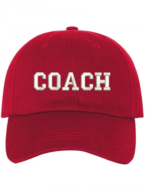 Baseball Caps Coach Dad Hat - Red - C518RISO22S $24.03