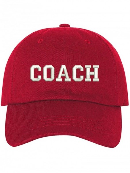 Baseball Caps Coach Dad Hat - Red - C518RISO22S $24.03