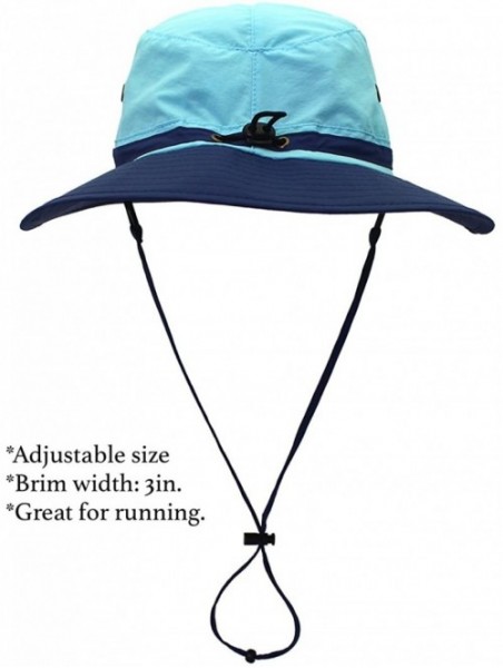 Bucket Hats Outdoor Sun Hats with Wind Lanyard Bucket Hat Fishing Cap Boonie for Men/Women/Kids - Light Blue - CF18DMDQINZ $1...