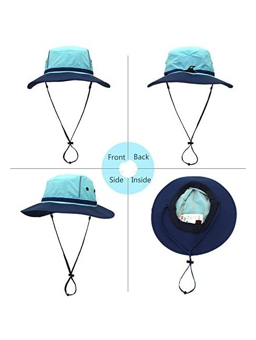 Bucket Hats Outdoor Sun Hats with Wind Lanyard Bucket Hat Fishing Cap Boonie for Men/Women/Kids - Light Blue - CF18DMDQINZ $1...