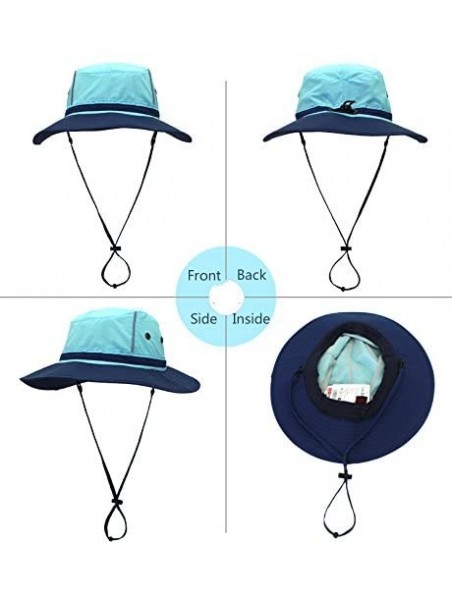 Bucket Hats Outdoor Sun Hats with Wind Lanyard Bucket Hat Fishing Cap Boonie for Men/Women/Kids - Light Blue - CF18DMDQINZ $1...