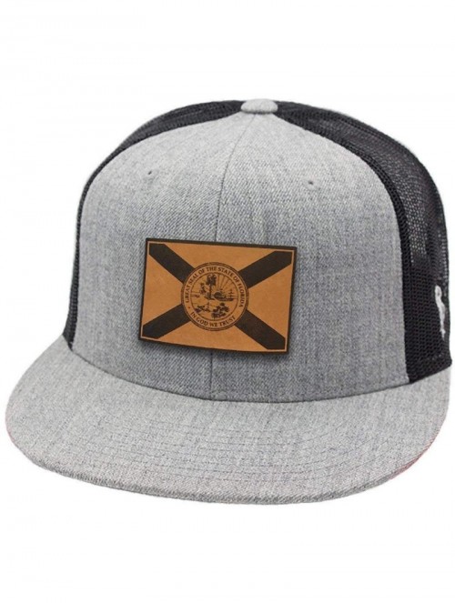 Baseball Caps The Sunshine State Flat Trucker - Heather Grey/Black - CC18IGQ6UIR $30.93