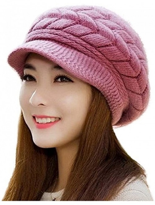 Skullies & Beanies Fashion Womens Winter Warm Flower Knit Crochet Beanie Hat Cap Beret - D - CW12OCI2B5Y $11.44