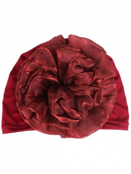 Skullies & Beanies 1Pack / 2Packs Women Flower Elastic Turban Beanie Head Wrap Chemo Cap Hat - Wine Red - CE18OSH5GDO $12.30