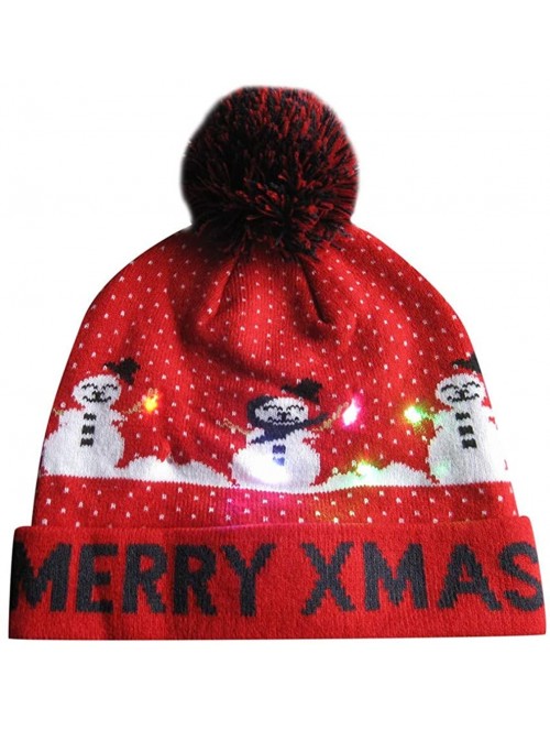 Baseball Caps FarJing Ugly LED Christmas Hat-Unisex Novelty Colorful Light-up Stylish Knitted Sweater Xmas Party Beanie Cap -...