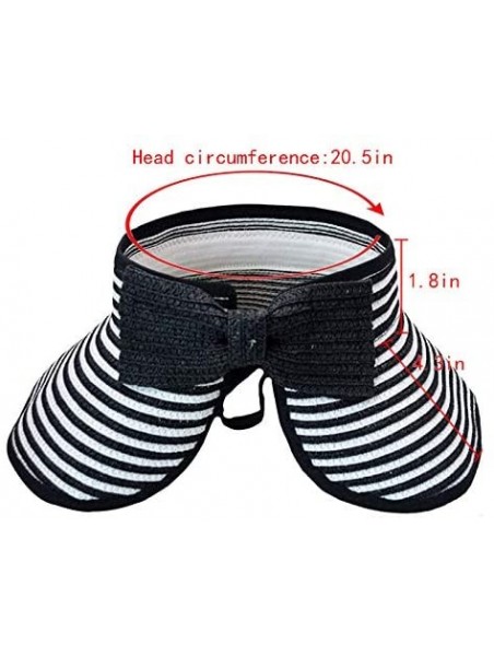 Sun Hats Women & Girls Foldable Roll Up Wide Brim Visor Hat Sports Beach Straw Hat Stripe Sun Cap - Girl Black - CY18EHU92H2 ...