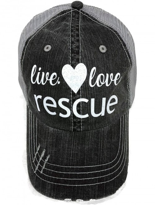 Baseball Caps White Glitter Live Love Rescue Grey Trucker Baseball Cap Pet Animal Dog Cat - CX189SDXDQH $26.64