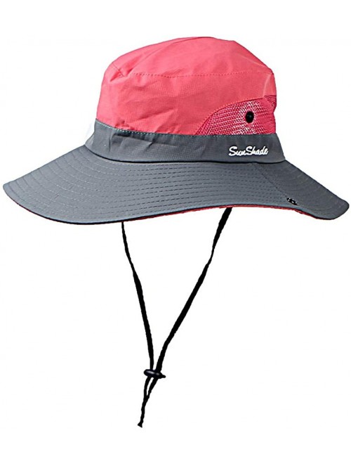 Sun Hats Womens Outdoor Sun Hat UV Protection Foldable Mesh Wide Brim Summer Beach Fishing Cap - Watermelon Red - CS18TH464YZ...