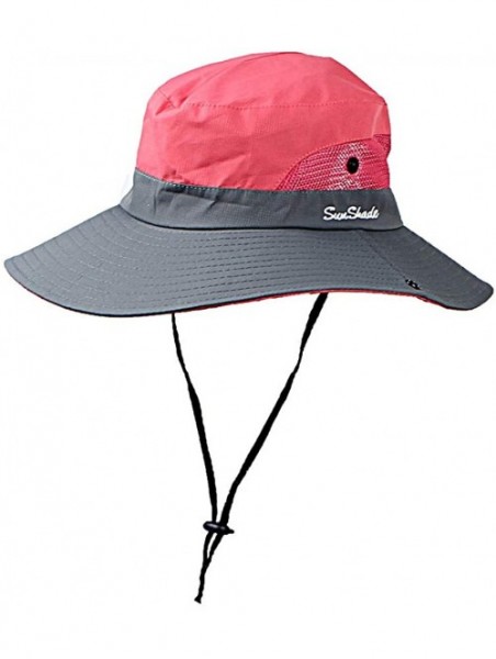 Sun Hats Womens Outdoor Sun Hat UV Protection Foldable Mesh Wide Brim Summer Beach Fishing Cap - Watermelon Red - CS18TH464YZ...