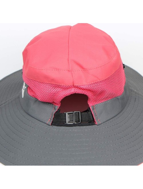 Sun Hats Womens Outdoor Sun Hat UV Protection Foldable Mesh Wide Brim Summer Beach Fishing Cap - Watermelon Red - CS18TH464YZ...