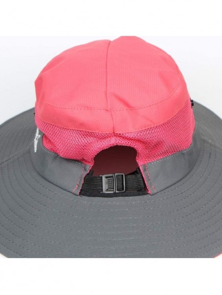 Sun Hats Womens Outdoor Sun Hat UV Protection Foldable Mesh Wide Brim Summer Beach Fishing Cap - Watermelon Red - CS18TH464YZ...