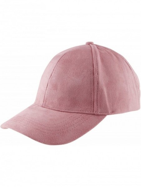 Baseball Caps Unisex Adjustable Snapback Hat Faux Suede Leather Baseball Cap - Dark Pink - CP17YKQEZQY $15.47