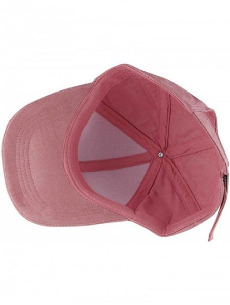 Baseball Caps Unisex Adjustable Snapback Hat Faux Suede Leather Baseball Cap - Dark Pink - CP17YKQEZQY $15.47