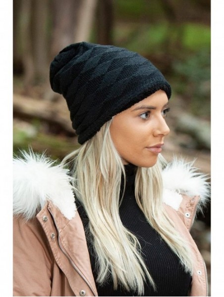 Skullies & Beanies Super Warm Slouchy Fleeced Long Beanie Warm Fur Lined Winter Knit Hat Thick Skull Cap - CR18GL982EE $13.48