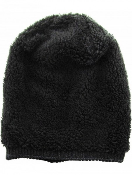 Skullies & Beanies Super Warm Slouchy Fleeced Long Beanie Warm Fur Lined Winter Knit Hat Thick Skull Cap - CR18GL982EE $13.48