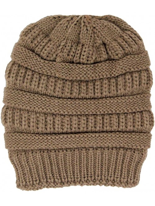 Skullies & Beanies Me Plus Winter Fleece Lined Soft Warm Cable Knitted Beanie Hat for Women & Men - 2 Pack - Black & Taupe - ...