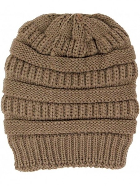 Skullies & Beanies Me Plus Winter Fleece Lined Soft Warm Cable Knitted Beanie Hat for Women & Men - 2 Pack - Black & Taupe - ...