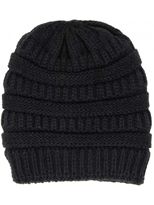 Skullies & Beanies Me Plus Winter Fleece Lined Soft Warm Cable Knitted Beanie Hat for Women & Men - 2 Pack - Black & Taupe - ...