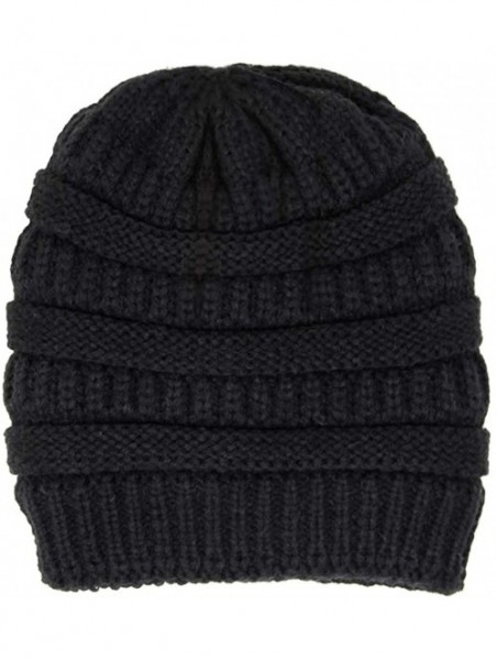 Skullies & Beanies Me Plus Winter Fleece Lined Soft Warm Cable Knitted Beanie Hat for Women & Men - 2 Pack - Black & Taupe - ...