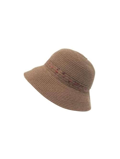 Bucket Hats Casual Cloche Hat with Speckled Knit Hatband- Wide Brim Warm Bucket Hat - Camel - CE18YANZZDS $28.13