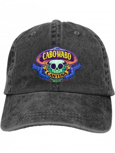 Baseball Caps Cabo Wabo Hats Adjustable Vintage Washed Denim Baseball Cap Casquette - Black - C518TU9A3E8 $23.48