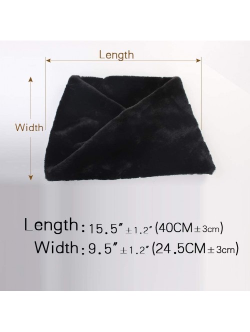 Sun Hats Women Faux Fur Infinity Scarf Soft Winter Warm Neck Warmer Scarfs - Black - CU18IRIN775 $21.85