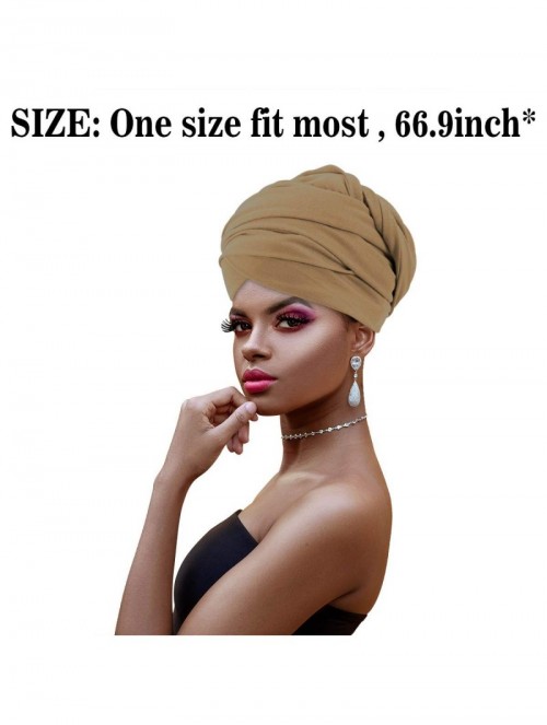 Headbands African Head Wraps Turban For Women Women' Soft Stretch Headband Long Head Wrap Scarf (4Black+Blue+Red+Brown) - CO1...