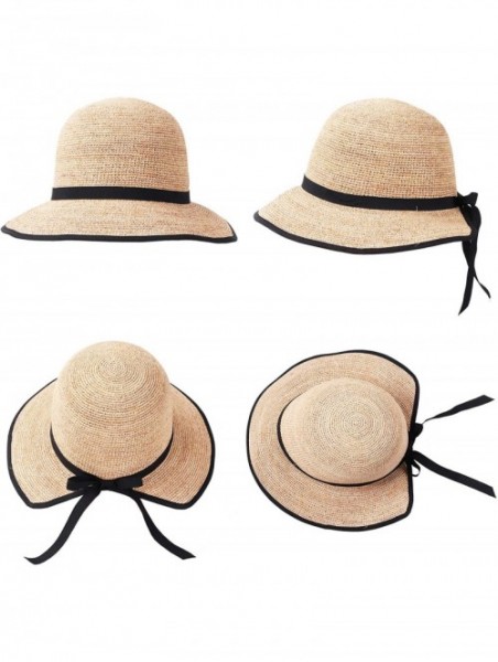 Sun Hats Womens UPF 50+ Wide Brim Panama Straw Hat Foldable Fedora Beach Sun Hat - Beige(0118) - CD18QEQGLEN $13.51