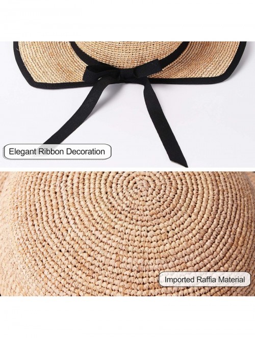 Sun Hats Womens UPF 50+ Wide Brim Panama Straw Hat Foldable Fedora Beach Sun Hat - Beige(0118) - CD18QEQGLEN $13.51