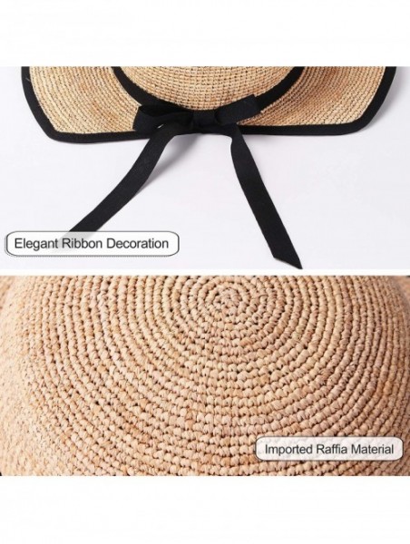 Sun Hats Womens UPF 50+ Wide Brim Panama Straw Hat Foldable Fedora Beach Sun Hat - Beige(0118) - CD18QEQGLEN $13.51