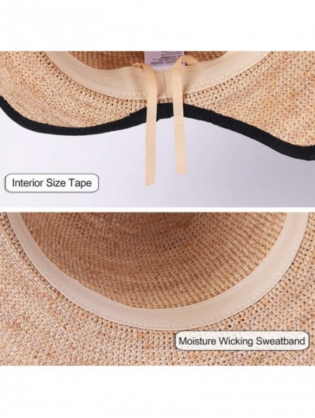 Sun Hats Womens UPF 50+ Wide Brim Panama Straw Hat Foldable Fedora Beach Sun Hat - Beige(0118) - CD18QEQGLEN $13.51