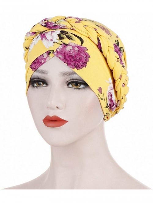 Skullies & Beanies Chemo Cancer Head Hat Cap Ethnic Bohemia Pre-Tied Twisted Braid Hair Cover Wrap Turban Headwear - CX192EMC...