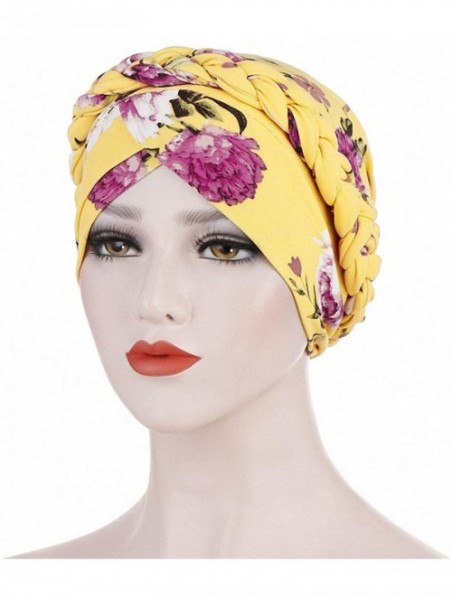 Skullies & Beanies Chemo Cancer Head Hat Cap Ethnic Bohemia Pre-Tied Twisted Braid Hair Cover Wrap Turban Headwear - CX192EMC...