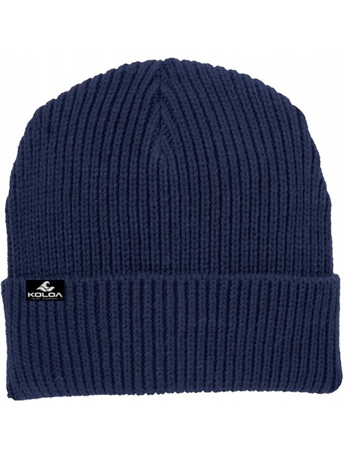 Skullies & Beanies Heavyweight Watch Hat Knit Ribbed Beanie Cap - Navy - C011PD1QZXJ $19.26