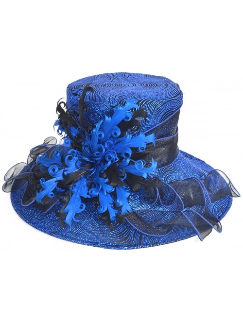 Sun Hats Ladies's Kentucky Derby Church Wedding Luxury Dress Hat - Blue - CP12MAMI2L0 $28.69